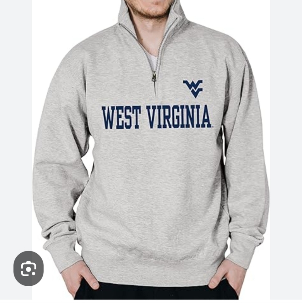 Blue 84 WV Gray Pull Over Sweatshirt With Zipper Opening At Neck.